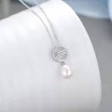 Sterling Silver Twelve Constellations Pearls Pendant Chain Jewelry Necklace