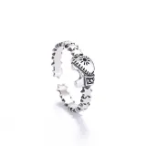 9PCS Silver Vintage Good Luck Smile Face Stackable Finger Punk Rings Set