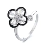 Flower Clover Stainless Steel Ring for Fidget Ring Anxiety Stress Relief