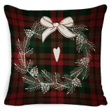 Home Decoration Green Red Plaid Merry Christmas Pillowcase Pillow Cover