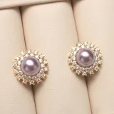 Diamante Jewelry Round-Shaped Pearl Necklace and Earring Set For Women Girls with Box