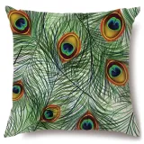 4PCS Home Cotton Decorative Peacock Pattern Throw Pillow Case Cushion Covers For Sofa Couch Bed Chair