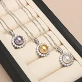 Mother's Day Gift Diamante Jewelry Pearl Necklace and Earring Set with Box