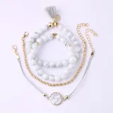 Pine Stone Tassel Four Piece Set Clavicle Chain Jewelry Bracelet