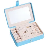 Monolayer Leather Jewelry Box with Mirror For Girls and Women