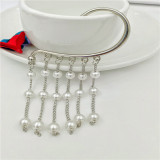 Gold Silver Plated Tassel Pearls Long Earrings
