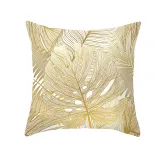4PCS Home Cotton Decorative Gold Leaves Throw Pillow Case Cushion Covers For Sofa Couch Bed Chair