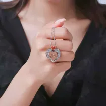 Silver Heart Mom Necklace Diamond Jewelry Birthday Mother's Day Gift for Women