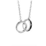 Silver Star Double Ring Lovers Pendant Chain Jewelry Necklace