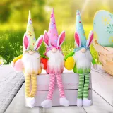 3PCS Easter Gnome Bunny Faceless Plush Doll Ornaments With Egg Carrot