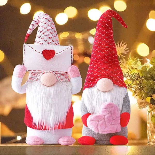 2PCS Easter Heart Envelope Bear Gnomes Faceless Plush Doll Holiday Decorations
