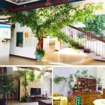 Artificial Banyan Leaves Rattan Background Wall Decoration