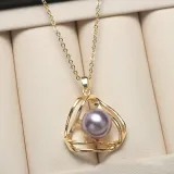 Mother's Day Gift Jewelry Geometry-Shaped Pearl Necklace and Earring Set with Box