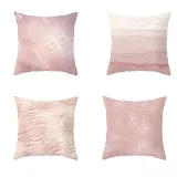 4PCS Home Cotton Decorative Pink Gold Blocking Throw Pillow Case Cushion Covers For Sofa Couch Bed Chair