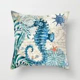 4PCS Home Cotton Decorative Ocean Mermaid Throw Pillow Case Cushion Covers For Sofa Couch Bed Chair