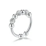 Silver Adjustable Anti Anxiety Beaded Spinner Rings Stacking Spinning Worry Ring