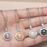 Mother's Day Gift Diamante Jewelry Pearl Necklace and Earring Set with Box