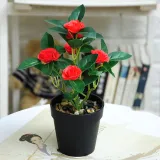 Artificial Plant Potted Rose Flower Green Plant Bonsai Decoration