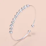 Silver Adjustable Anti Anxiety Beaded Chain Jewelry Bracelet