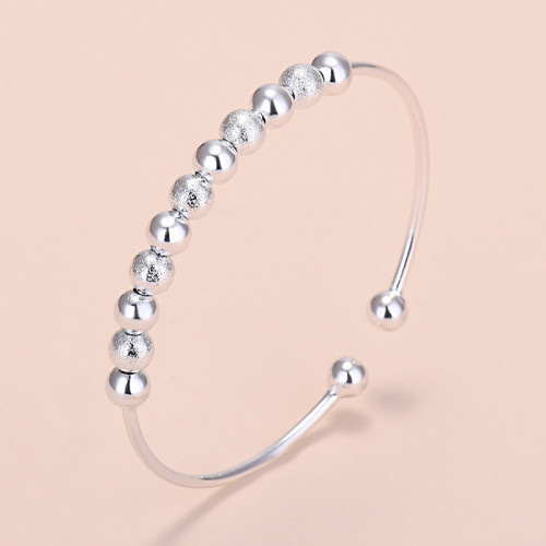 Silver Adjustable Anti Anxiety Beaded Chain Jewelry Bracelet
