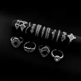 62PCS Vintage Silver Knuckle Stackable Finger Rings Set