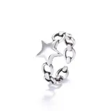 9PCS Silver Vintage Star Hollow Stackable Finger Punk Rings Set