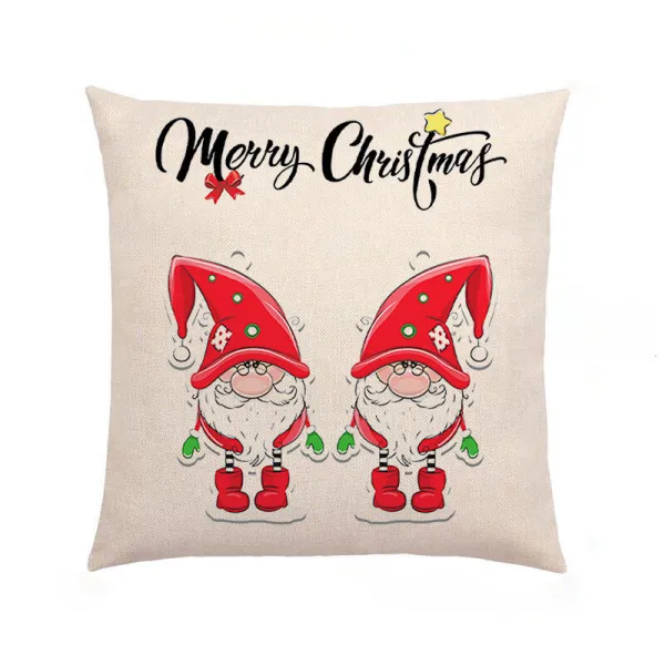 Home Decoration Christmas Cartoon Santa Claus Burlap Pillowcase Cute Pillowcase