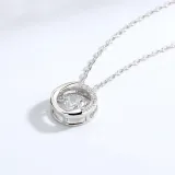 Sterling Silver Zircon Diamond Beating Heart Pendant Chain Jewelry Necklace