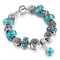 Star Heart Sun Beaded Bracelet Silver Crystal Charm Jewelry for Women