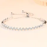 Fashion Jewelry Pure Silver Double Wave V-Shape Diamond Ring for Women With Gift Box