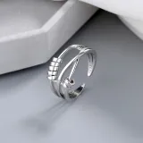 Silver Adjustable Anti Anxiety Rings Fidget Spinner Band Adjustable Stacking Spinning Worry Ring