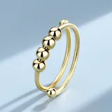 Silver Adjustable Anti Anxiety Beaded Spinner Rings Stacking Spinning Worry Ring