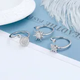 Jewelry Hexagram Daisy Spinner Rings for Anxiety Full Diamond Adjustable