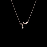 Full Drill Heartbeat Wave Diamond Heart Love Pendant Chain Jewelry Necklace