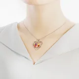 Hollow Out Diamond Heart Birthstones Necklace with Name Engraved Custom Gift For Mom Friends