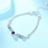100 languages I Love You Rose Gold 925 Sterling Silver Zircon Diamond Deer Chain Jewelry Bracelet