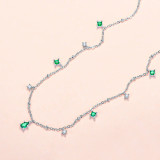 Water Drop Green Zircon Diamond Pendant Chain Jewelry Necklace