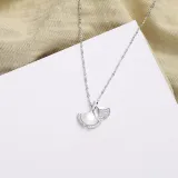 Full Drill Apricot Leaf Diamond Pendant Chain Jewelry Necklace