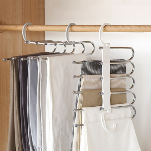 Trousers Hangers Stainless Steel Non-Slip Clothes Hangers Closet Space Saving