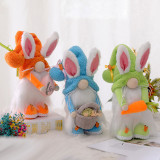 3PCS Easter Gnome Bunny Faceless Plush Doll Ornaments With Egg Carrot