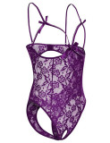Women's Sling Lace Flowers Transparent Sexy Underwear Open Bowknot Bodysuit