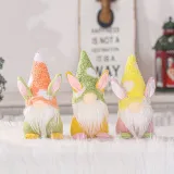 3PCS Easter Gnome Bunny Faceless Plush Doll Ornaments With Egg Carrot