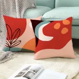 4PCS Home Cotton Decorative Red Graffiti Printing Throw Pillow Case Cushion Covers For Sofa Couch Bed Chair
