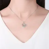 Love Heart Mom Necklace 925 Sterling Silver Necklaces Birthday Mother's Day Jewelry Gift for Women