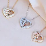 DIY Hollow Out Heart Birthstones Necklace with Name Engraved Custom Gift For Mom Friends