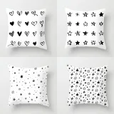 4PCS White and Black Geometry Home Cotton Decorative Throw Pillow Case Cushion Covers