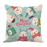 Green Linen Home Decoration Christmas Snowman Pillow Sofa Pillowcase
