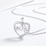 Heart Mum Letter Necklace 925 Sterling Silver Necklaces Birthday Mother's Day Jewelry Gift for Women