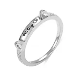 Custom Dog Name Bone Ring Sterling Silver Moissanite Drill Ring for Dog Lover