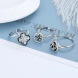 Flower Clover Stainless Steel Ring for Fidget Ring Anxiety Stress Relief